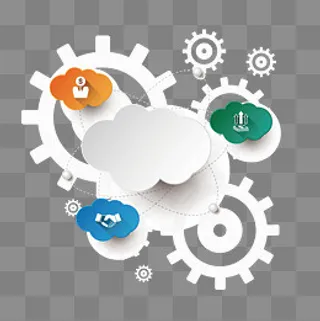 彩色科技云,免抠元素