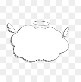 可爱简约天使云朵对话框,免抠元素
