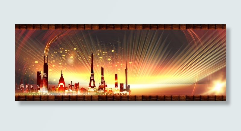 简约城市卡通背景边框背景图片素材,背景元素