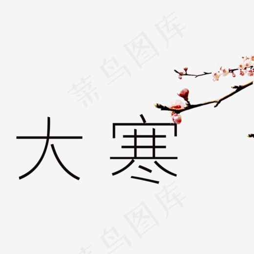 梅花大寒,免抠元素艺术字(912*640px)psd模版下载