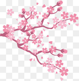 粉色樱花树枝设计素材,免抠元素(2505*2561px)ai矢量模版下载