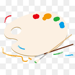 我爱绘画水彩调色盘矢量免抠创意