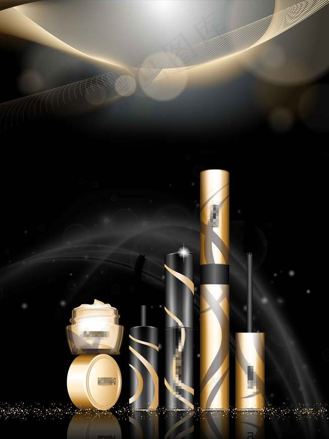 化妆品宣传化妆品促销金色黑色背景图片素材,背景元素