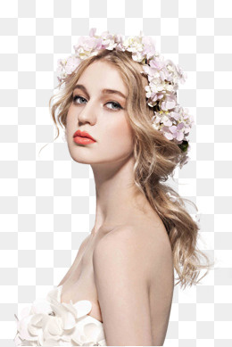 头戴鲜花的美女,免抠元素