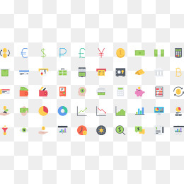 经济金融彩色扁平图标icon,免抠元素(1267*600px)ai矢量模版下载