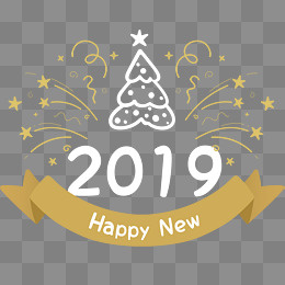2019新年香槟金庆祝标签,免抠元素
