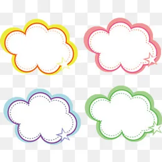 卡通手绘气泡彩色云朵纹理边框,免抠元素