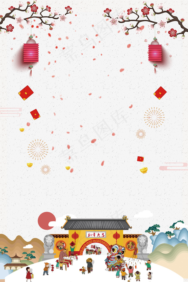 简约中国风喜庆新年广告设计背景图片素材,背景元素