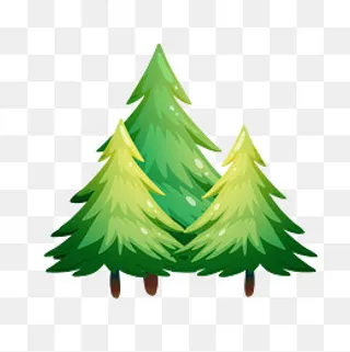 卡通绿色的树矢量素材,免抠元素