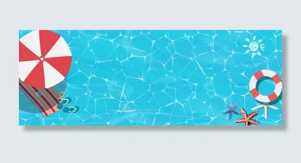 夏日海滩手绘风清新背景背景图片素材,背景元素