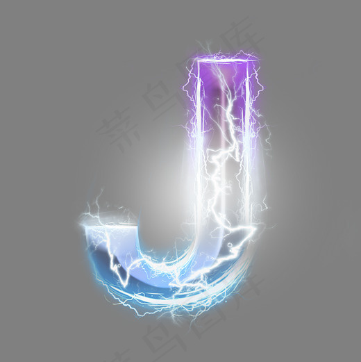 炫酷紫色蓝色闪电字母J(3000*3000px)psd模版下载