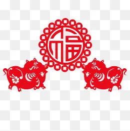 喜庆双猪春节送福,免抠元素(2000*2000px)ai矢量模版下载