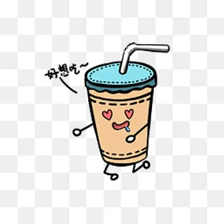 美食餐饮Q版奶茶流口水馋嘴免抠PN,免抠元素