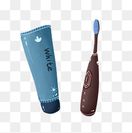 手绘刷牙用品插画