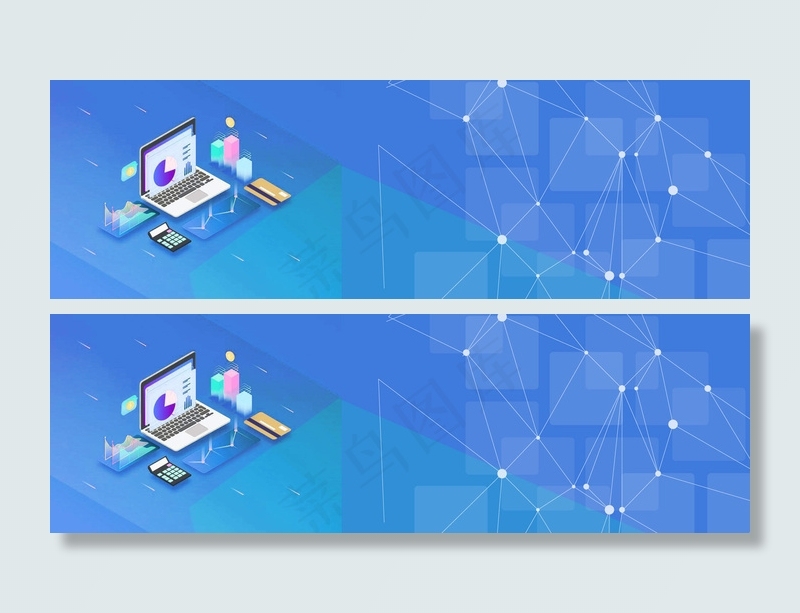 蓝色简约科技电脑Banner海报背景背景图片素材