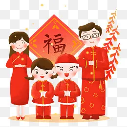 新年2019年全家拜年福气到鞭炮,免抠元素(2362*2362px)psd模版下载