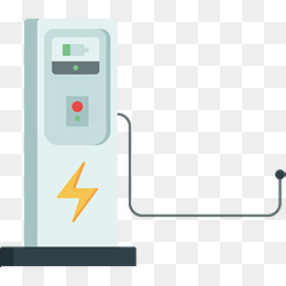 矢量卡通城市电动汽车充电桩插图,免抠元素