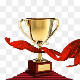 奖杯与红绸装饰,免抠元素