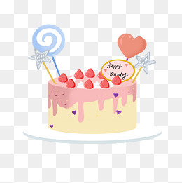 童趣草莓生日蛋糕,免抠元素