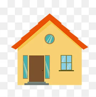 红色的屋顶黄色房子手绘设计,免抠元素