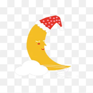 戴帽子睡觉的月亮矢量图