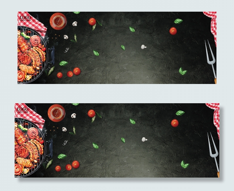 烧烤BBQ烤肉美食促销banner背景图片素材,背景元素