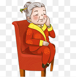 卡通新年唐装人物微笑的奶奶,免抠元素