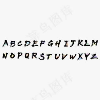 彩色色块黑色毛笔创意艺术字母