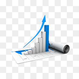 数据表和蓝色箭头柱状图,免抠元素