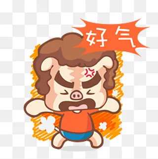 卡通萌宠小猪生气愤怒表情,免抠元素