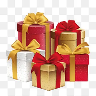 五个3D立体的礼物盒,免抠元素