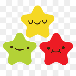 卡通三色表情星星