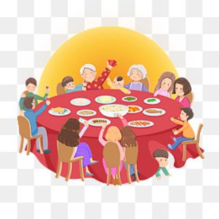 新年除夕团圆饭聚餐,免抠元素