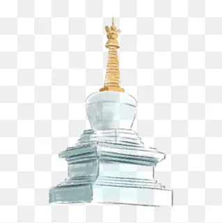 卡通白塔建筑景观,免抠元素