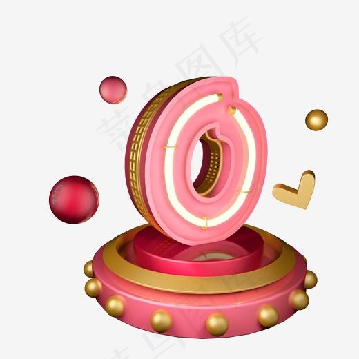 粉金色立体炫小清新风格周年庆倒计(2000*2000px)psd模版下载