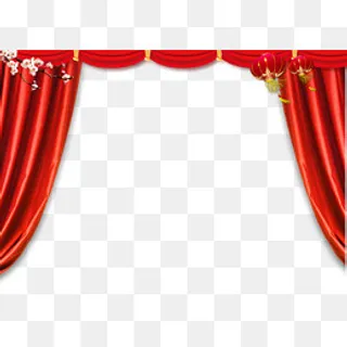 中国风大红色舞台幕布,免抠元素