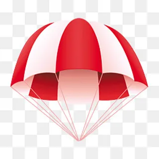 红色简约降落伞装饰图案,免抠元素