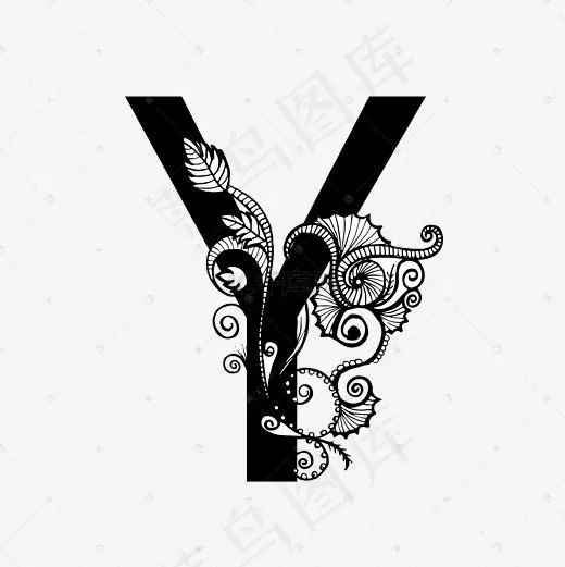 黑白奢华字母Y艺术字(2083*2083px)eps,ai矢量模版下载