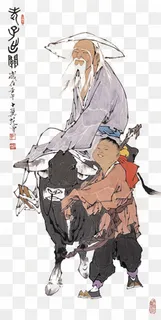 国画老子出关PNG,免抠元素