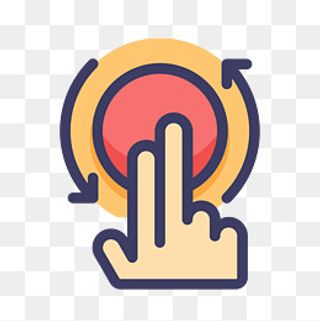 彩色手绘圆弧手指点击元素,免抠元素