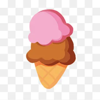 卡通手绘双球冰激凌,免抠元素