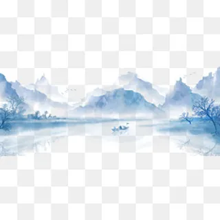 中国风手绘水墨风景山水画,免抠元素
