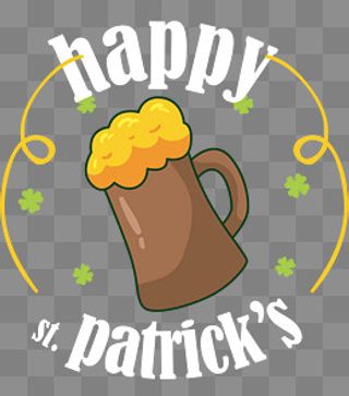 爱尔兰国庆日啤酒标签,免抠元素