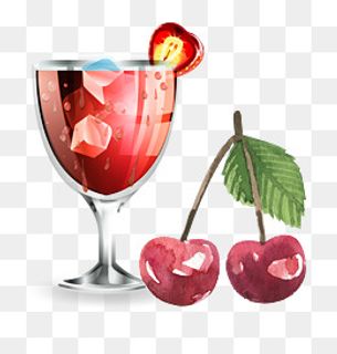 矢量夏季樱桃加冰冷饮素材,免抠元素