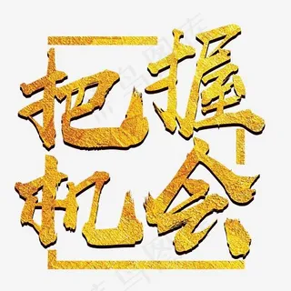 金色创意风格把握机会主题艺术字矢量图案