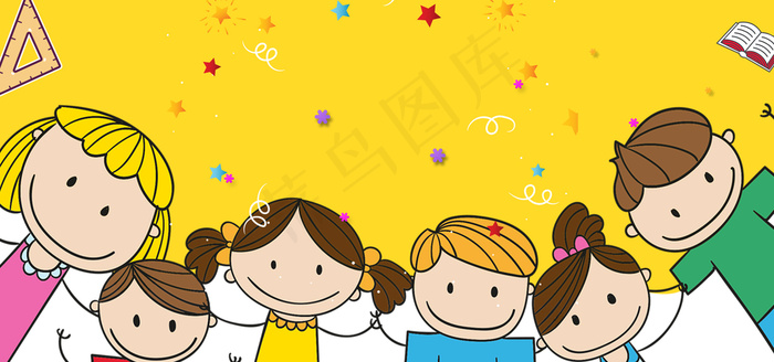 开学季教师节卡通banner背景背景图片素材,背景元素