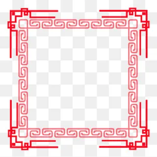 唯美中国风花纹红色边框元素,免抠元素