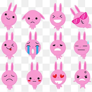 矢量可爱的兔子表情,免抠元素