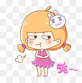 兔宝女孩卡通主题表情包之唉声叹