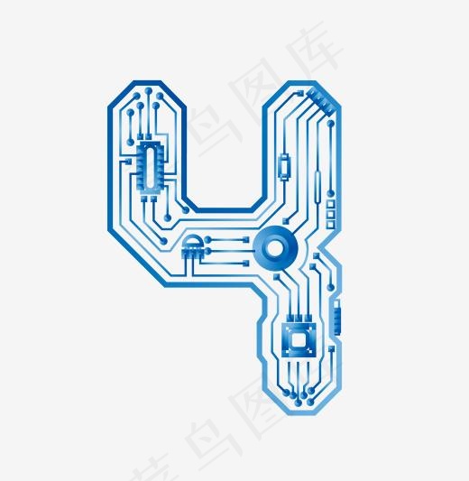 电子未来数字炫酷科技感数字4,免抠元素艺术字(2001*2049px)ai矢量模版下载